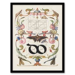 Artery8 Model Book of Calligraphy Framed Wall Art Ligature Guide with Butterfly in White - Size: A4 - thumbnail 1