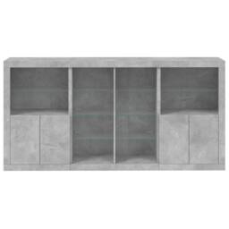 Berkfield Home Sideboard with LED Lights Concrete Grey 202x37x100 cm - Size: 202 x 37 x 100 cm - thumbnail 6