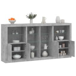 Berkfield Home Sideboard with LED Lights Concrete Grey 202x37x100 cm - Size: 202 x 37 x 100 cm - thumbnail 2