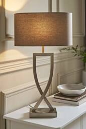 ValueLights Katniss Metal Industrial Tall Table Lamp with Linen Shade & Bulb in Silver - thumbnail 2