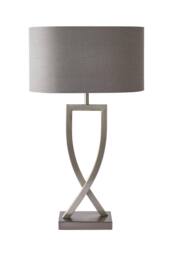 ValueLights Katniss Metal Industrial Tall Table Lamp with Linen Shade & Bulb in Silver - thumbnail 7