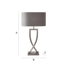 ValueLights Katniss Metal Industrial Tall Table Lamp with Linen Shade & Bulb in Silver - thumbnail 8