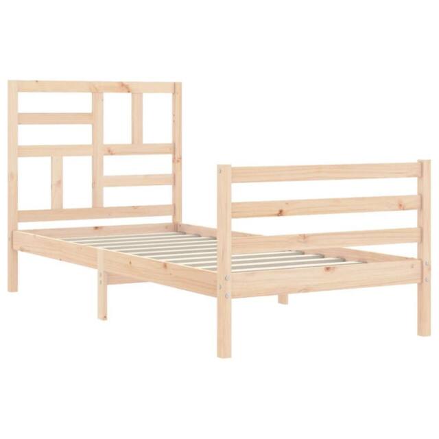 Berkfield Home Beautiful Bed Frame with Headboard 100x200 cm Solid Wood in Light Tan - image 1