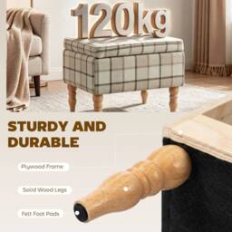 Havendro Linen Fabric Upholstered Footstool with Removable Top - thumbnail 3