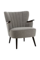 Orsina Comfortable Grey Lounge Chair With Curved Backrest, Spacious & Modern Highback Room Chair For Bedrooms in Dark Grey - thumbnail 3