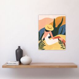 "Artery8 Nature Lover Sunbathing Woman Abstract Painting Wall Art Print - Size: W24"" x H32""" - thumbnail 4