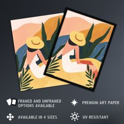 "Artery8 Nature Lover Sunbathing Woman Abstract Painting Wall Art Print - Size: W24"" x H32""" - thumbnail 2