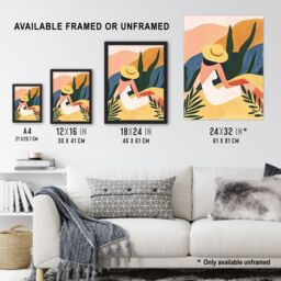 "Artery8 Nature Lover Sunbathing Woman Abstract Painting Wall Art Print - Size: W24"" x H32""" - thumbnail 3