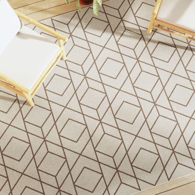 Berkfield Home Indoor & Outdoor Rug Short Pile Multicolour 190x300 cm Anti Slip in Beige - Size: Medium