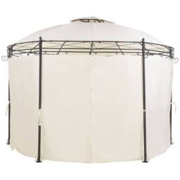 Wyld and Coco Round Gazebo 368cm Beige Fabric Black Steel Frame - thumbnail 3