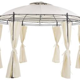Wyld and Coco Round Gazebo 368cm Beige Fabric Black Steel Frame - thumbnail 2