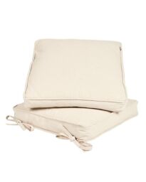 Dibor Set of 2 Beige Summer Outdoor Garden Chair Seat Pad Cushions W41 x L41cm - thumbnail 2