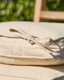Dibor Set of 2 Beige Summer Outdoor Garden Chair Seat Pad Cushions W41 x L41cm - thumbnail 4