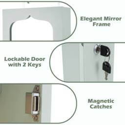 Gymax Mounted Jewellery Armoire With 5 LED Lights Lockable Jewelry Cabinet in Aqua - thumbnail 5