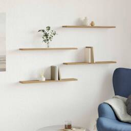 Berkfield Home Wall Shelves 4 pcs Artisan Oak 60x20x1.5 cm Engineered Wood in Brown - thumbnail 2
