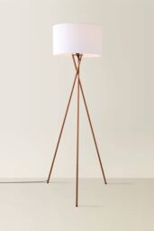 ValueLights Camden Copper Metal Tripod Floor Lamp with White Drum Lamp Shade - thumbnail 3