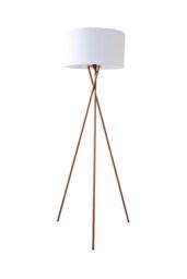 ValueLights Camden Copper Metal Tripod Floor Lamp with White Drum Lamp Shade - thumbnail 6