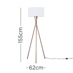 ValueLights Camden Copper Metal Tripod Floor Lamp with White Drum Lamp Shade - thumbnail 8