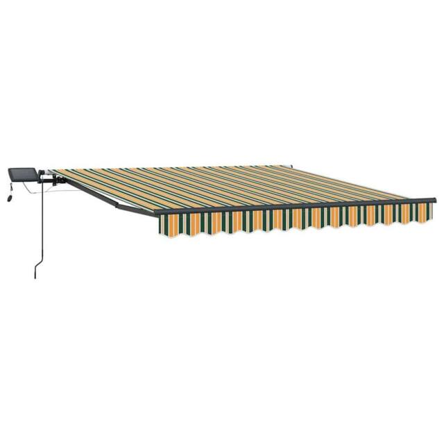 Berkfield Home Manual Retractable Awning with LED Green & Yellow 300x250 cm - image 1