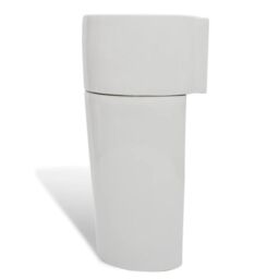 Berkfield Home Ceramic Stand Bathroom Sink Basin Faucet/Overflow Hole White Round - thumbnail 6