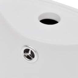 Berkfield Home Ceramic Stand Bathroom Sink Basin Faucet/Overflow Hole White Round - thumbnail 4