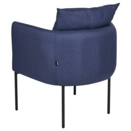 Wyld and Coco Dark Blue Faux Linen Armchair with Black Iron Legs - thumbnail 5