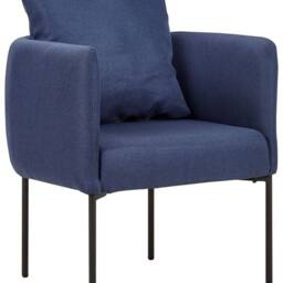 Wyld and Coco Dark Blue Faux Linen Armchair with Black Iron Legs - thumbnail 2