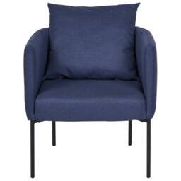 Wyld and Coco Dark Blue Faux Linen Armchair with Black Iron Legs - thumbnail 4