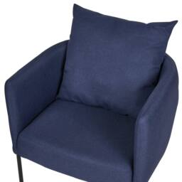 Wyld and Coco Dark Blue Faux Linen Armchair with Black Iron Legs - thumbnail 7