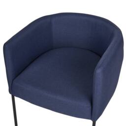 Wyld and Coco Dark Blue Faux Linen Armchair with Black Iron Legs - thumbnail 8