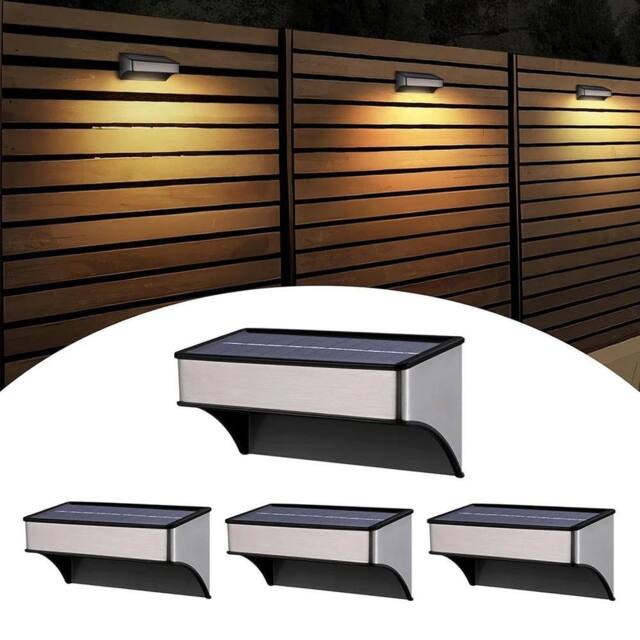 SPETLEK 4x Solar LED Fence Lights for Outdoor Garden & Deck 9 Modes