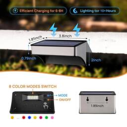 SPETLEK 4x Solar LED Fence Lights for Outdoor Garden & Deck 9 Modes - thumbnail 4