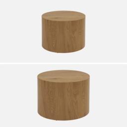 sweeek Set Of 2 Round Nesting Coffee Tables Wood Effect in Light Brown - thumbnail 2