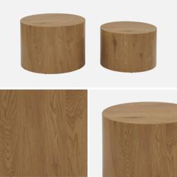 sweeek Set Of 2 Round Nesting Coffee Tables Wood Effect in Light Brown - thumbnail 3