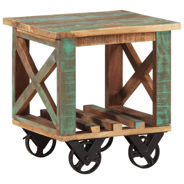 Berkfield Home Side Table with Wheels 40x40x42 cm Solid Wood Reclaimed - Size: 40 x 40 x 42 cm - image 1