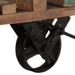 Berkfield Home Side Table with Wheels 40x40x42 cm Solid Wood Reclaimed - Size: 40 x 40 x 42 cm - thumbnail 5