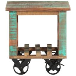 Berkfield Home Side Table with Wheels 40x40x42 cm Solid Wood Reclaimed - Size: 40 x 40 x 42 cm - thumbnail 2