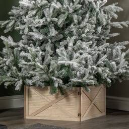 Samuel Alexander 50 x 50cm Square Wooden Foldable Christmas Tree Base in Brown - Size: 50 x 50 cm - thumbnail 2