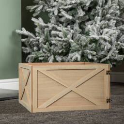 Samuel Alexander 50 x 50cm Square Wooden Foldable Christmas Tree Base in Brown - Size: 50 x 50 cm - thumbnail 3