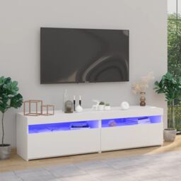 Berkfield Home TV Cabinets 2 pcs with LED Lights White 75x35x40 cm - Size: 75 x 35 x 40 cm - thumbnail 1