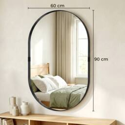 Havendro Wall Mirror with Elevated Aluminium Alloy Frame, 60 x 90 cm in Black - thumbnail 2