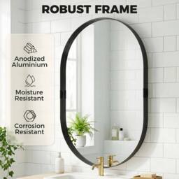 Havendro Wall Mirror with Elevated Aluminium Alloy Frame, 60 x 90 cm in Black - thumbnail 4