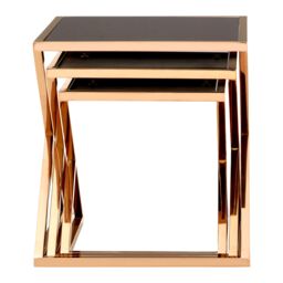Orsina Elegant Set Of 3 Rose Gold Finish Nesting Tables, Space Saving Side Table For Livingroom, Sturdy Side Table - thumbnail 5