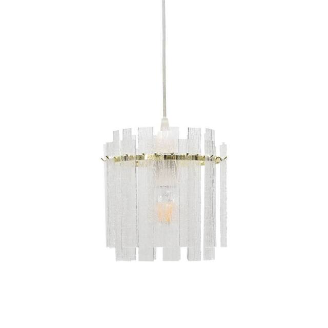 First Choice Lighting Abi - Satin Brass with Frosted Diffuser Easy Fit Pendant Lightshade in Clear - image 1