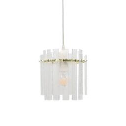 First Choice Lighting Abi - Satin Brass with Frosted Diffuser Easy Fit Pendant Lightshade in Clear - thumbnail 1