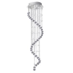 HOMCOM Modern Crystal Droplet Ceiling Light Spiral Cascading Chandelier Lamp in Silver - thumbnail 2