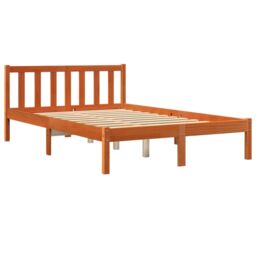 Berkfield Home Bed Frame without Mattress Wax Brown 135x190 cm Double Solid Wood Pine - thumbnail 3