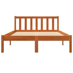 Berkfield Home Bed Frame without Mattress Wax Brown 135x190 cm Double Solid Wood Pine - thumbnail 4
