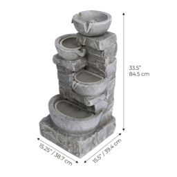 Teamson Home 84.5 cm Outdoor Water Fountain with LED Lights, Grey - thumbnail 4