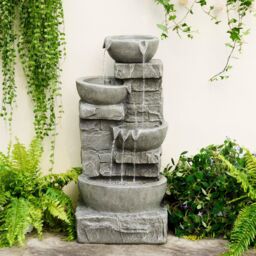 Teamson Home 84.5 cm Outdoor Water Fountain with LED Lights, Grey - thumbnail 3